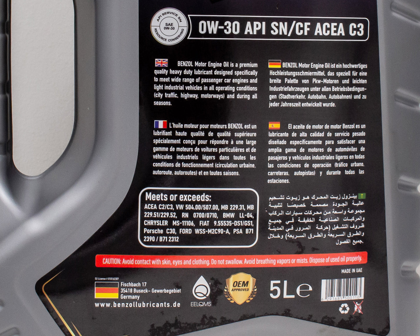 Benzol 0W-30 Multigrade Engine Oil Modern Drive C3